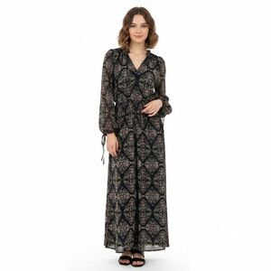 Lovestitch Black and Pink Floral Sheer Maxi Dress With Side Slits Size L